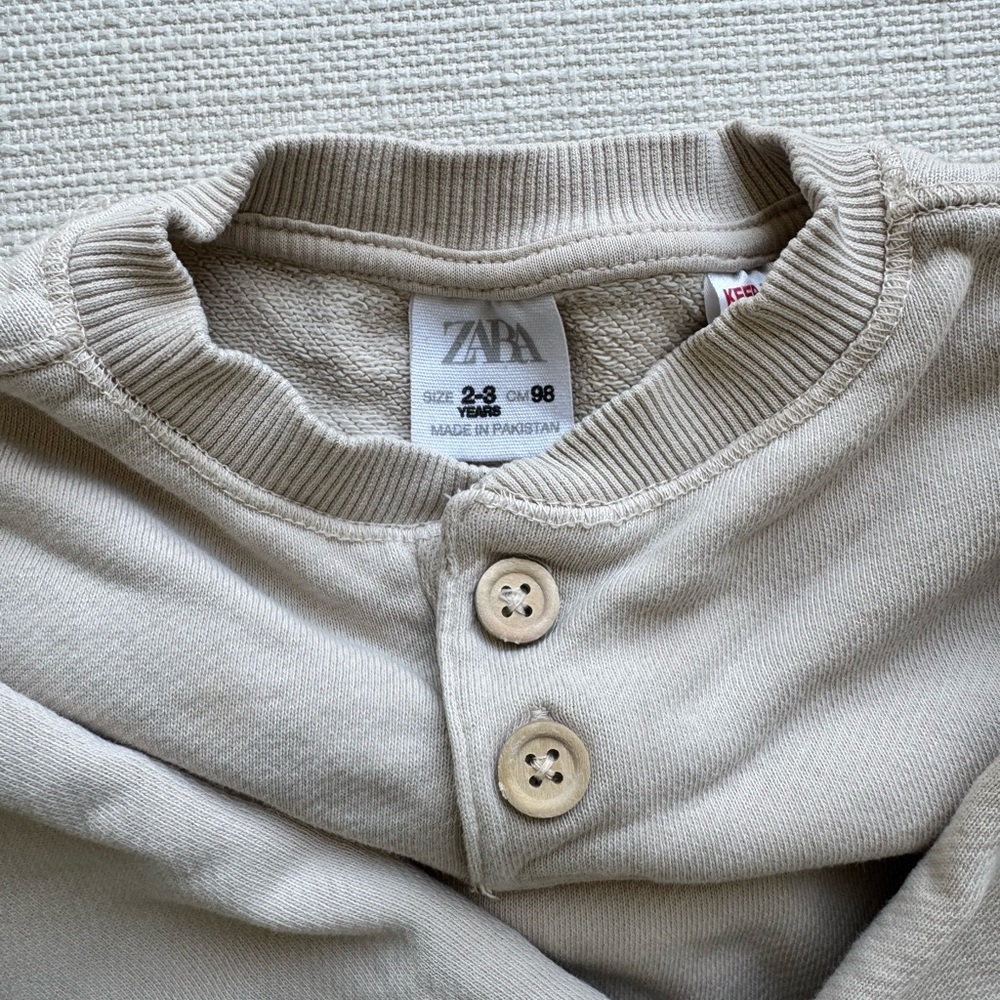 Zara Kids Tan Button-Up Sweatshirt